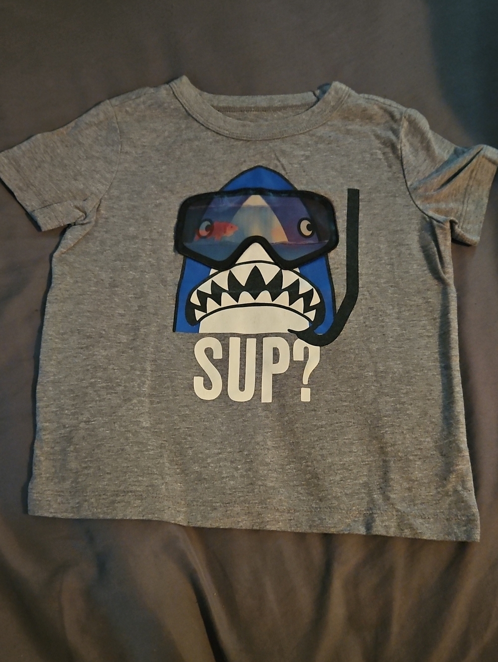 Kids Grey Short-Sleeve Shark Graphic Tee - SUP?